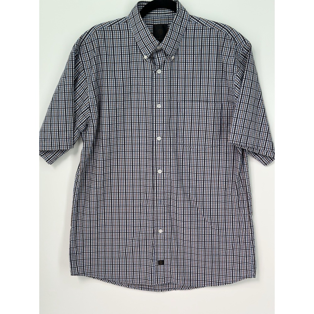 F/X Fusion Men's Plaid Button Down Shirt Medium Short Sleeve Cotton 0324